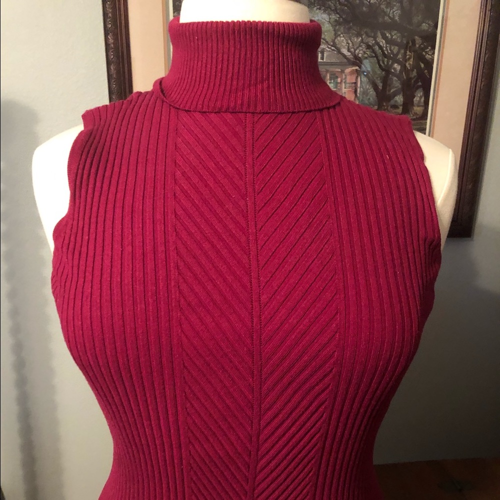 Red cable knit sweater
